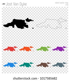 Jost Van Dyke high detailed map. Isolated black island outline. Vector illustration.
