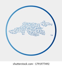 Jost Van Dyke icon. Network map of the island. Round Jost Van Dyke sign with gradient ring. Technology, internet, network, telecommunication concept. Vector illustration.