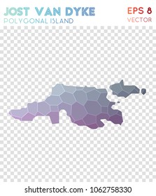 Jost Van Dyke polygonal, mosaic style island map. Trending low poly style, modern design for infographics or presentation.