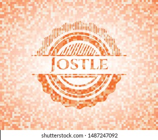 Jostle abstract orange mosaic emblem