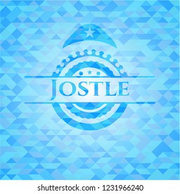 Jostle realistic sky blue mosaic emblem