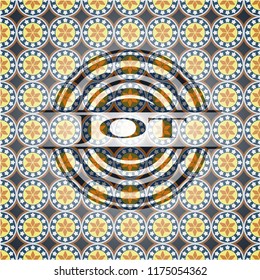 Jot arabic badge background. Arabesque decoration.