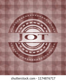 Jot red emblem with geometric pattern. Seamless.