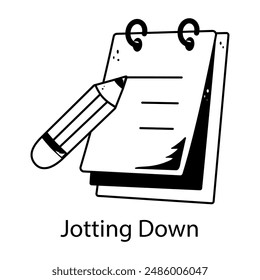Jotting down information, doodle style icon 
