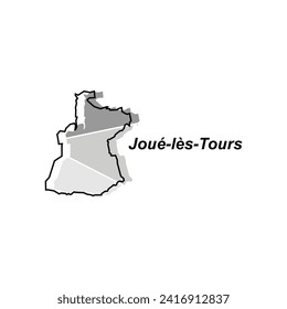 Joue les Tours City of France map vector illustration, vector template with outline graphic sketch style isolated on white background