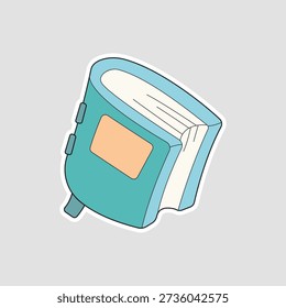 Journal book with bookmark vector sticker. Useful for diary apps, personal planning icons, stationary branding, and creative writing illustrations