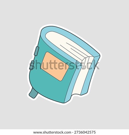 Journal book with bookmark vector sticker. Useful for diary apps, personal planning icons, stationary branding, and creative writing illustrations