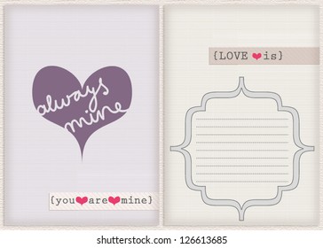 Journal cards for scrapbook projects or printing/design projects, all elements on separate layers for easy adjustments