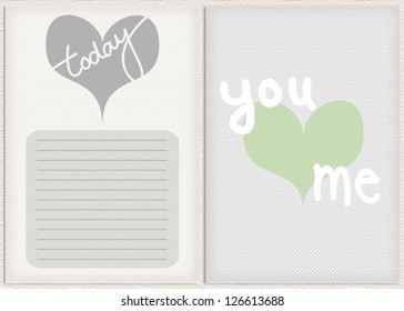 Journal cards for scrapbook projects or printing/design projects, all elements on separate layers for easy adjustments