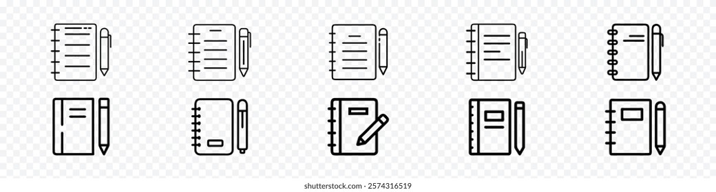 journal concept line icon. Write Journal line icon, notebook with pencil icon