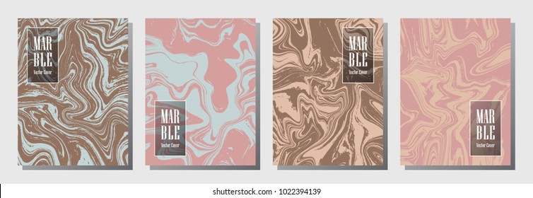 Journal cover or party flyer marble background patterns vector set. Futuristic certificate, brochure, magazine cover, party banner, poster,  journal background templates. Marble set.