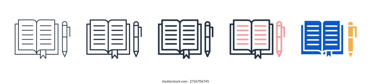 Diario de diferentes iconos de estilo conjunto de Ilustración vectorial.