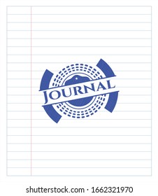 Dibujo del emblema del diario con efecto de pluma. Tinta azul. Ilustración vectorial. Detallado.