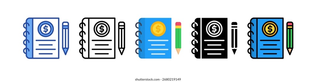 Journal Entry Icon Multi Style Vector Illustration