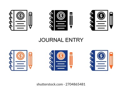 Icono de entrada de diario Ilustración vectorial de estilos múltiples