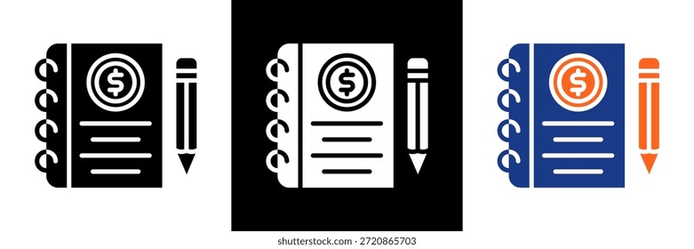 Conjunto de iconos de entrada de diario Ilustración vectorial de glifos