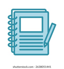 Journal Entry mini illustration dual tone color icon, use for research and development, education, industry, UI, UX kit, app and web development, digital or print.
