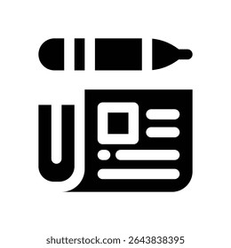 journal glyph icon. Strong and solid vector icon for websites, mobile interfaces, presentations, and visual branding. High quality and easy to edit.