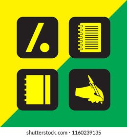 journal icon. 4 journal set with notebook, write and news vector icons for web and mobile app