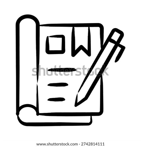 Journal Icon With Dooldles Handdrawn Style For Accounting and Business