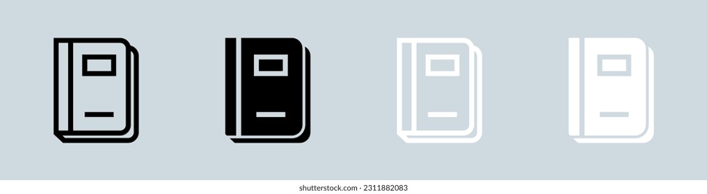 Journal icon set in black and white. Book signs vector illustration.