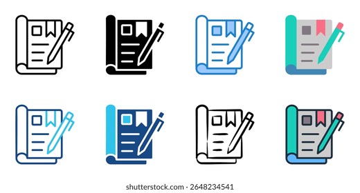 Journal icon set multiple style collection 
