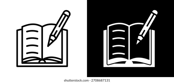 Journal Icon whiteblack Vector Illustration