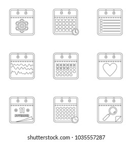 Journal icons set. Outline set of 9 journal vector icons for web isolated on white background