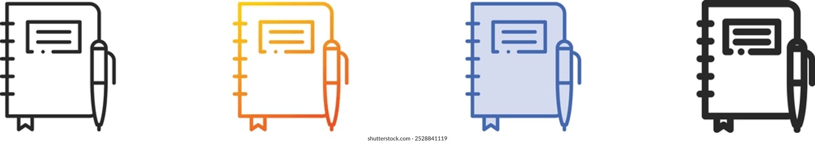 journal icon.Thin Linear, Gradient, Blue Stroke and bold Style Design Isolated On White Background