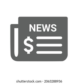 Diario, periódico, icono del dólar. Gráficos vectoriales grises.