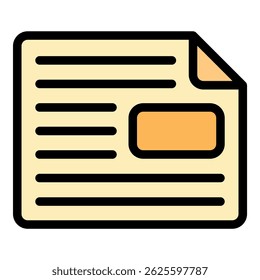 Journal newspaper icon. Outline journal newspaper vector icon color flat isolated