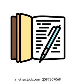 journal pen slow living color icon vector. journal pen slow living sign. isolated symbol illustration