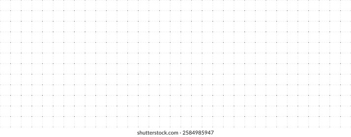 Journal planer page with dotted grid. Seamless checkered paper texture. Retro bullet notebook background. Simple square graph pattern. School math sheet wallpaper. Vector repeating workbook template