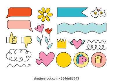 Journal Signs and symbols planner. Clipart scrapbooking, for notebooks, diary. Vector illustration