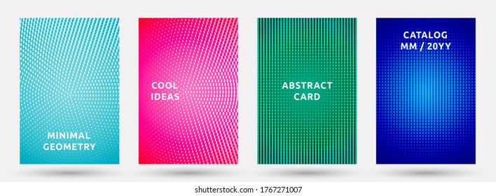 Journal templates vector collection. Cool halftone brochure covers. Dots halftone texture front pages geometric design. Gradient backgrounds cover page layouts. Nise dots texture backdrops.