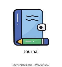 Journal vector Filled outline doodle Design illustration. Symbol on White background EPS 10 File 