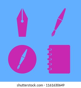 journal vector icons set. with notebook and fountain pen in set