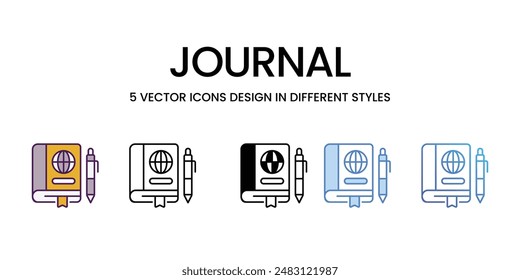Journal vector icons set stock illustration.