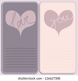 Journal writing cards for scrapbook projects and design/print projects, all elements on separate layers for easy adjustments