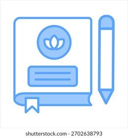 Ilustración vectorial de icono azul de diario