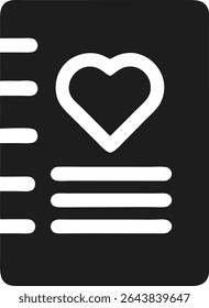 Journaling or gratitude icon featuring a heart and lined paper with transparency