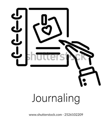 Journaling icon in outline style 
