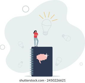 Journaling for mental health and emotions awareness.Write thoughts for gratitude and mindfulness.flat vector illustration.