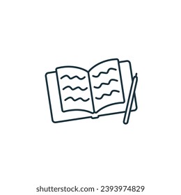 Journaling outline icon. Monochrome simple sign from mental health collection. Journaling icon for logo, templates, web design and infographics.