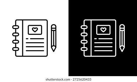 Journaling Outline White Icon Set Design