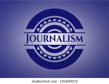 Journalism badge with denim texture