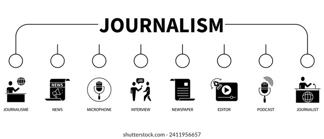 Journalism banner web icon vector illustration concept