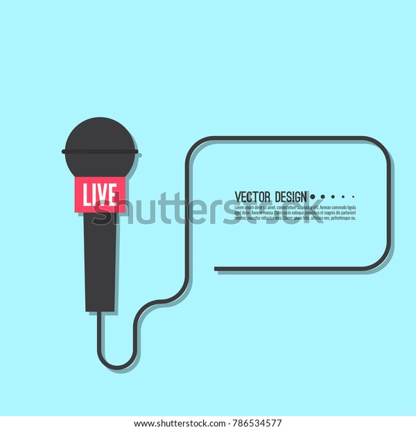 Journalism concept. Live news vector template with\
microphone.  