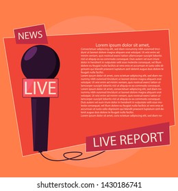 Journalism concept microphone with live template