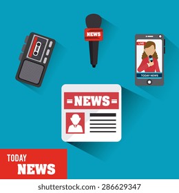 Journalism design over blue background, vector illustration.